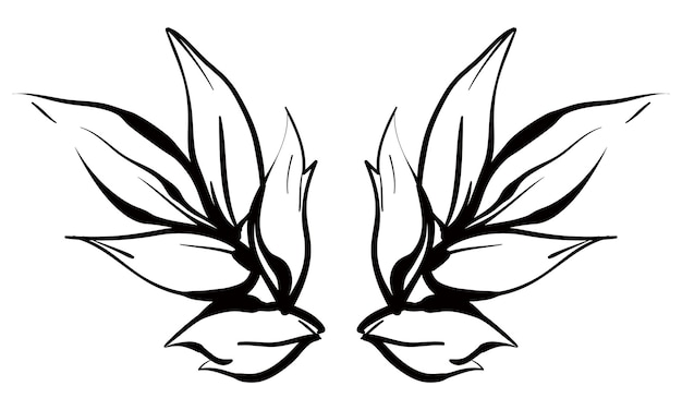 Dibujo de línea de planta de estilo retro