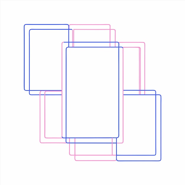 un dibujo de una línea rosa y azul con un borde rosa