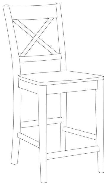 Dibujo de una línea de silla moderna de objeto vectorial aislado