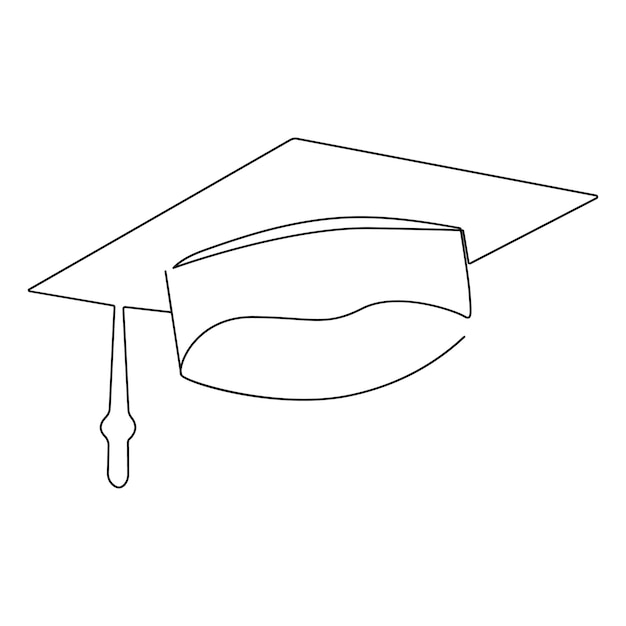 Dibujo de línea simple de un gorro de graduación