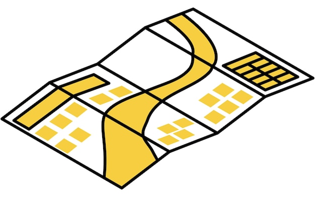 Dibujo de línea simple del mapa de peligros del kit de emergencia Ilustración isométrica