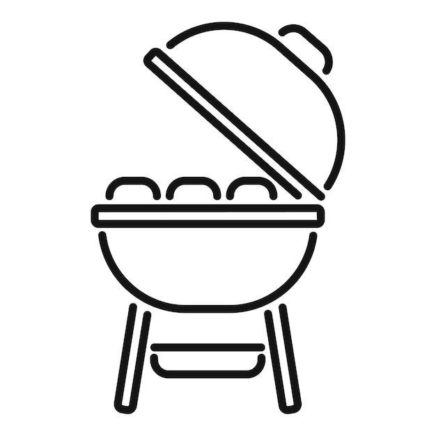 Dibujo de línea simple de una parrilla de carbón adecuada para diseño gráfico e íconos