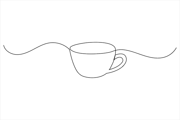 Un dibujo de línea de taza de café en estilo minimalista moderno con contorno vectorial limpio