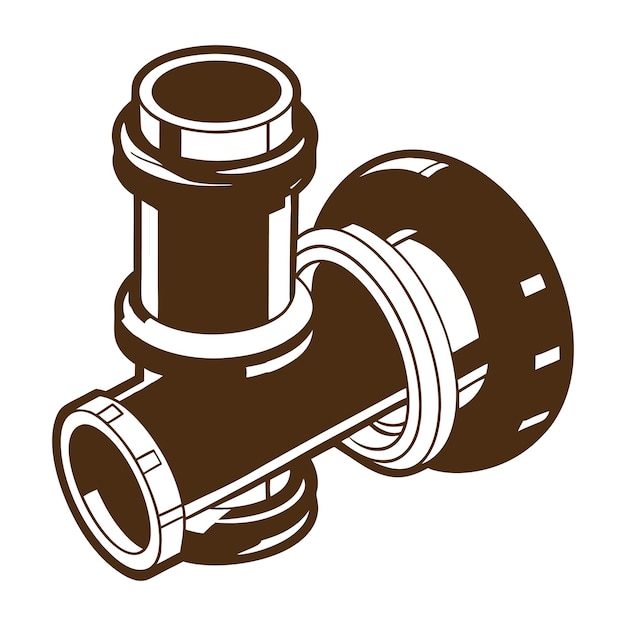 Dibujo de línea Tubo de agua de acero Ilustración vectorial en blanco y negro