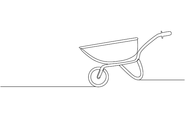 Dibujo de línea única de carretilla con espacio de copia y trazo editable Dibujo continuo de una línea