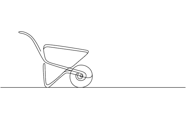 Dibujo de línea única de carretilla con espacio de copia y trazo editable Dibujo continuo de una línea
