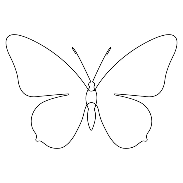 Dibujo de línea única de mariposa continua de la ilustración vectorial