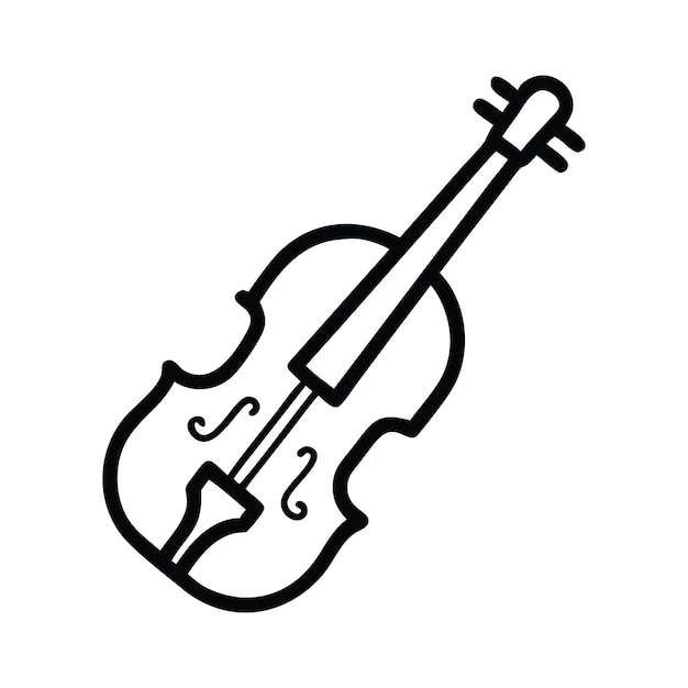 Dibujo de una línea de un violín que destaca los detalles del instrumento musical