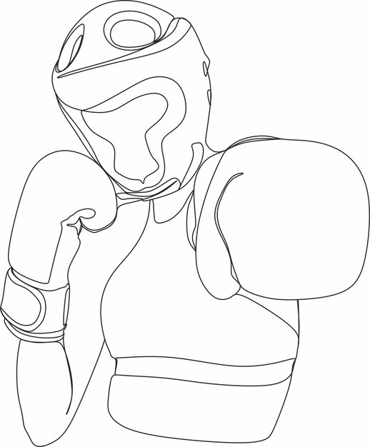 Dibujo lineal abstracto de un boxeador