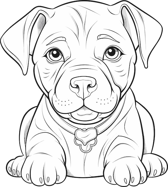 Vector un dibujo lineal en blanco y negro de un cachorro
