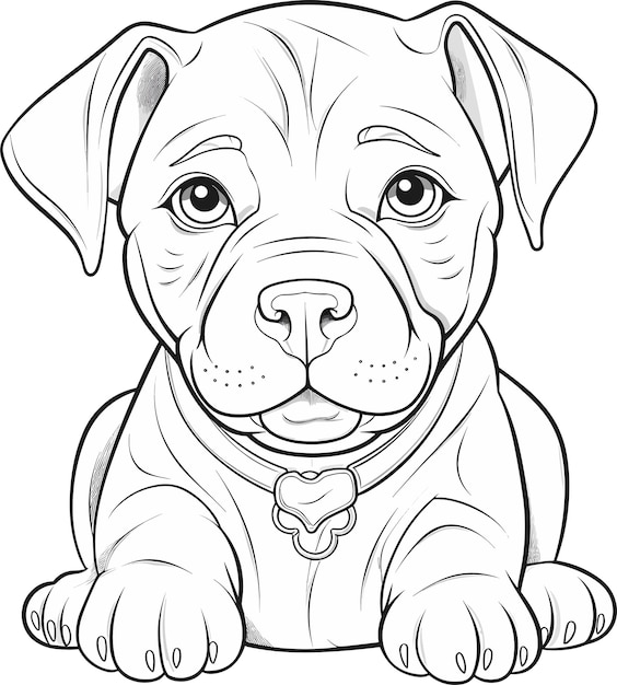 Un dibujo lineal en blanco y negro de un cachorro