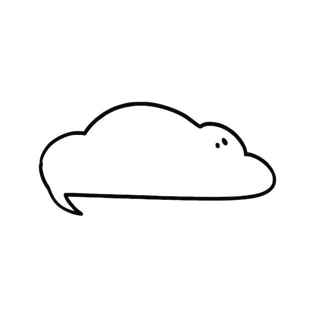 Un dibujo lineal en blanco y negro de una nube con la palabra nube en ella.