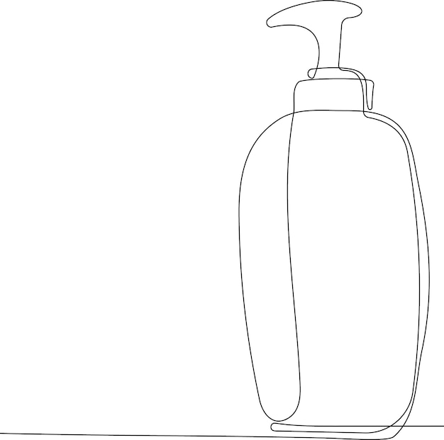 Un dibujo lineal de una botella de jabón con la parte superior del mango.