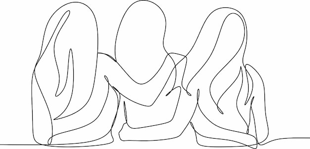 Dibujo lineal buenas amigas ilustración vectorial