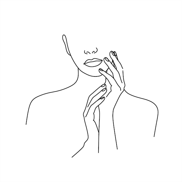 Un dibujo lineal de la cara de una mujer con la palabra amor en él