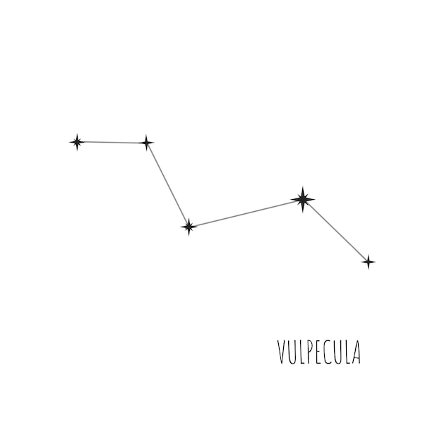 Un dibujo lineal de la constelación de Vulpecula parte de la colección de 88 constelaciones