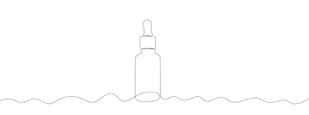 Dibujo lineal continuo de botella cosmética con una pipeta Arte lineal de vial