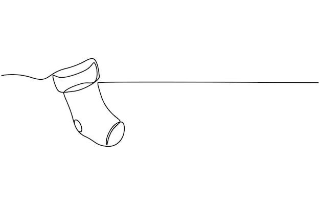 Dibujo lineal continuo del calcetín de Navidad Icono del calcetí de Navidad Fondo dibujado con una línea