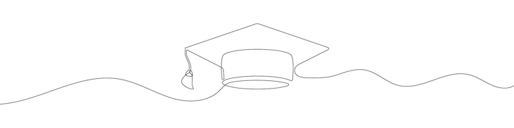 Vector dibujo lineal continuo de gorro de graduación fondo abstracto dibujado con una línea