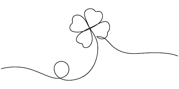 Dibujo lineal continuo de hojas de trébol Fondo de dibujo de una línea Ilustración vectorial