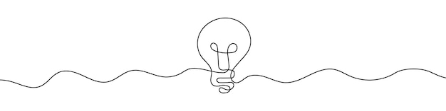 Dibujo lineal continuo del icono de la bombilla Fondo de dibujo de una línea