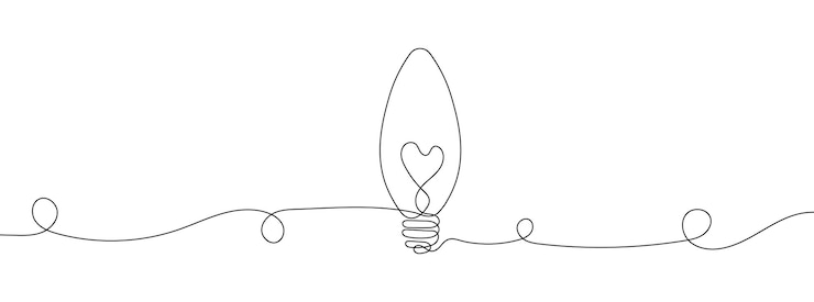 Vector dibujo lineal continuo del icono de la bombilla fondo de dibujo de una línea