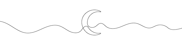 Dibujo lineal continuo del icono de la luna Fondo de dibujo de una línea