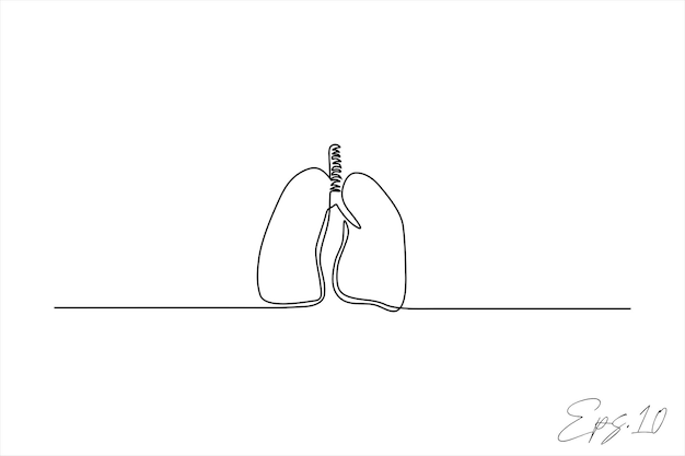 Dibujo lineal continuo de los pulmones