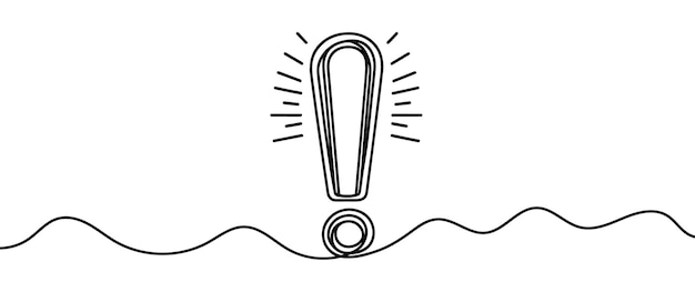 Dibujo lineal continuo del signo de exclamación