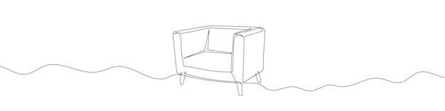 Dibujo lineal continuo de sillónDibujo de una sola línea de silla
