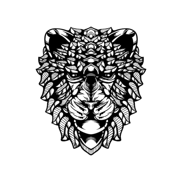dibujo lineal decorativo de una cabeza de león