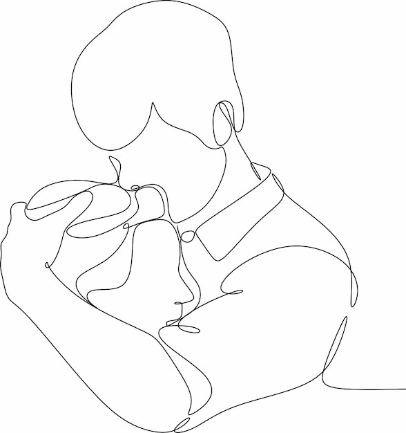 Dibujo lineal de dos caras hombre y mujer pareja enamorada