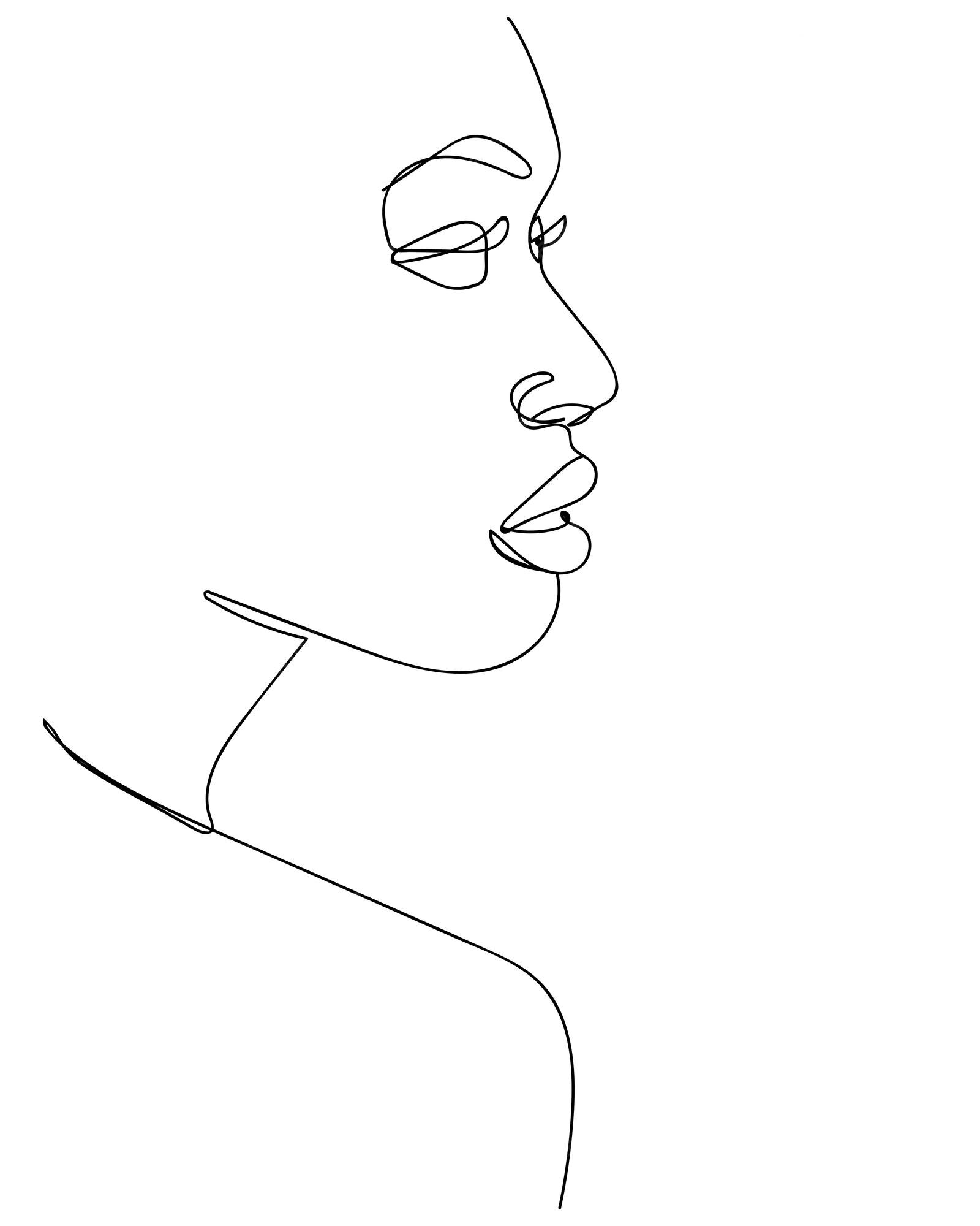Dibujo lineal minimalista abstracto. rostro de mujer. - ilustración vectorial | Vector Premium Dibujo lineal minimalista abstracto. rostro de mujer. - ilustración vectorial | Vector Premium