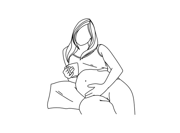 Dibujo lineal de una mujer embarazada
