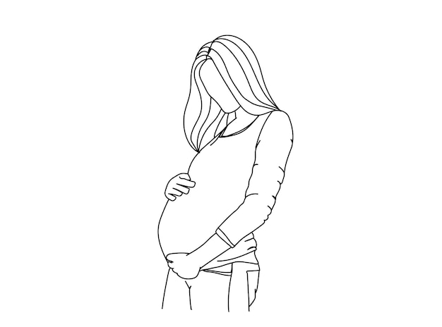 Dibujo lineal de una mujer embarazada
