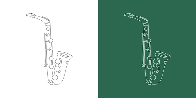 Dibujo lineal de saxofón alto estilo de dibujos animados Instrumento de latón saxofón alto dibujo lineal