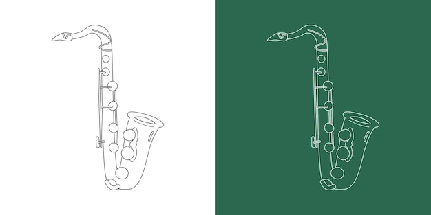 Dibujo lineal de saxofón tenor estilo de dibujos animados Instrumento de latón saxofón tenor clipart dibujo lineal