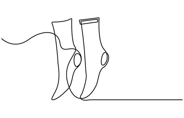 dibujo de líneas continuas de calcetines calcetines icono de una línea dibujo de una línea fondo vector