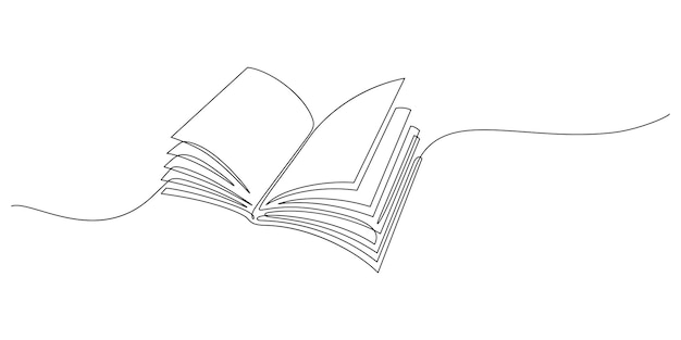 dibujo de líneas continuas de la cuestión de la educación de libro abierto