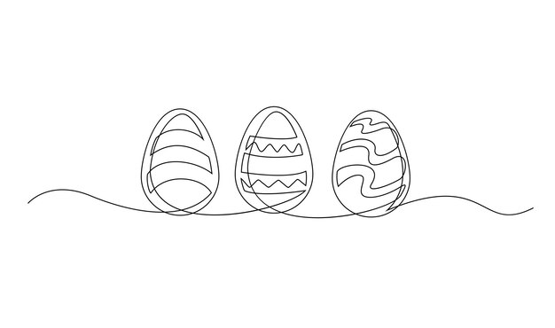 Un dibujo de líneas continuas de la ilustración de los huevos de Pascua