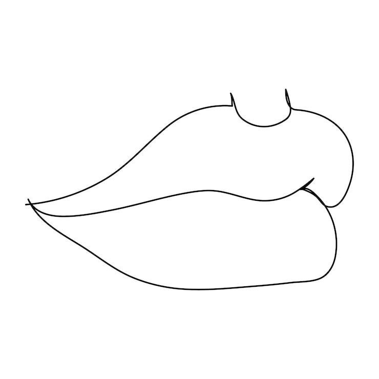 Vector un dibujo de líneas continuas de labios con lápiz labial rojo retrato facial abstracto de maquillaje en simple