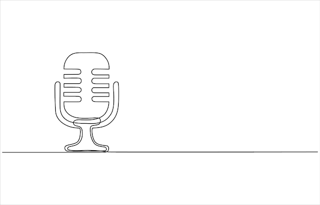 Dibujo de líneas continuas de micrófono vintage micrófone arte de líneas simples con trazo activo Vocali