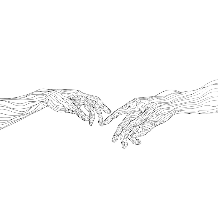Vector dibujo de líneas continuas minimalistas de manos que sostienen una ilustración elegante de boceto de mano