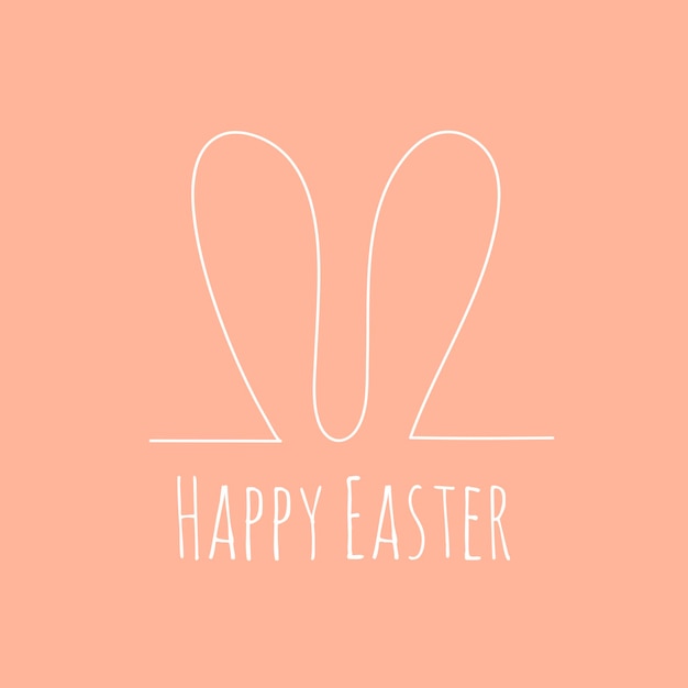 Dibujo de líneas continuas de orejas de conejo de Pascua Contorno minimalista de la tarjeta de Pascua Ilustración vectorial