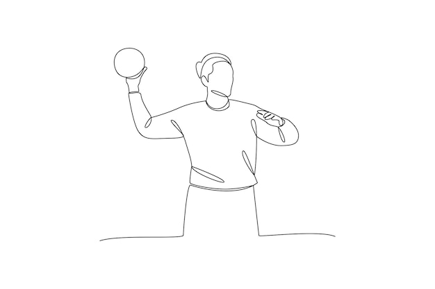 Un dibujo de líneas continuas de personas jugando al balonmano en el centro deportivo Concepto minimalista deportivo Ilustración vectorial de diseño de dibujo de línea única