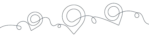 Dibujo de líneas continuas de pines GPS Icono de pines de mapa de línea única