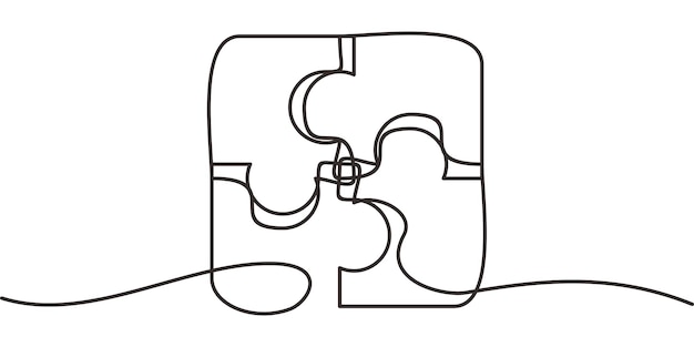 dibujo de líneas continuas de símbolos de rompecabezas ilustración de arte de líneas abstractas