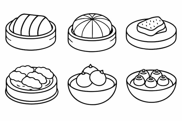 un dibujo de líneas de diferentes tipos de alimentos