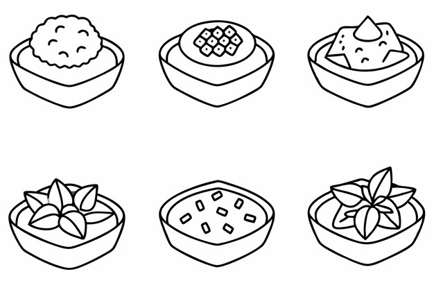 un dibujo de líneas de diferentes tipos de alimentos
