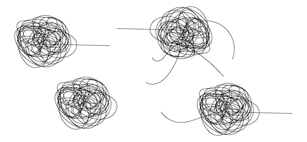 Dibujo de líneas enredadas caóticamente Ilustración vectorial de líneas caóticas aleatorias